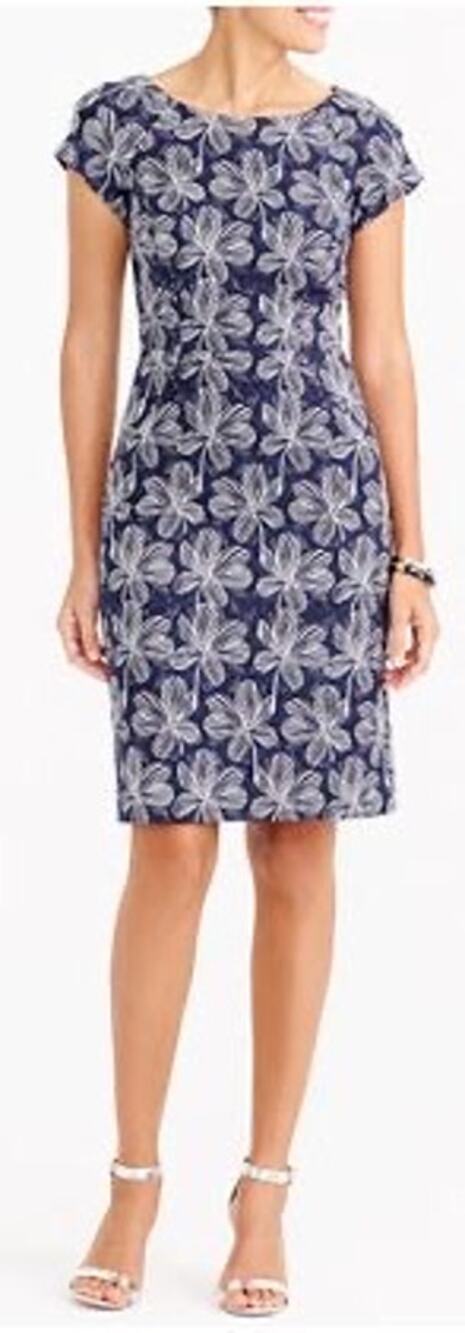 J. Crew printed basketweave dress blue floral size 4
